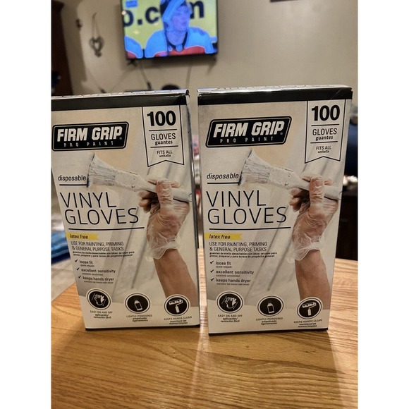 200 NIB Firm Grip Pro Paint Vinyl Gloves (2 Boxes) UNOPENED disposable OSFA - Picture 1 of 3